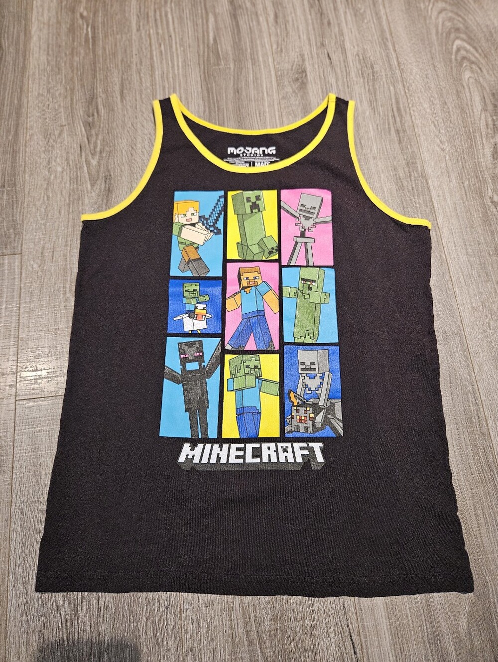 Mens Minecraft Black & Yellow Tank Top XL